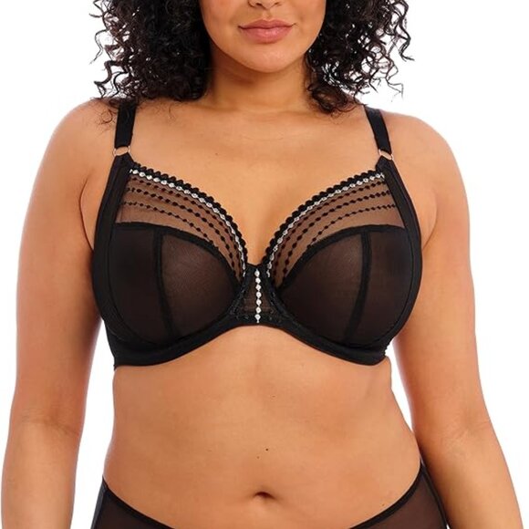 Elomi Matilda Full Figure Underwire Plunge Bra Black Size 36J - Picture 1 of 6